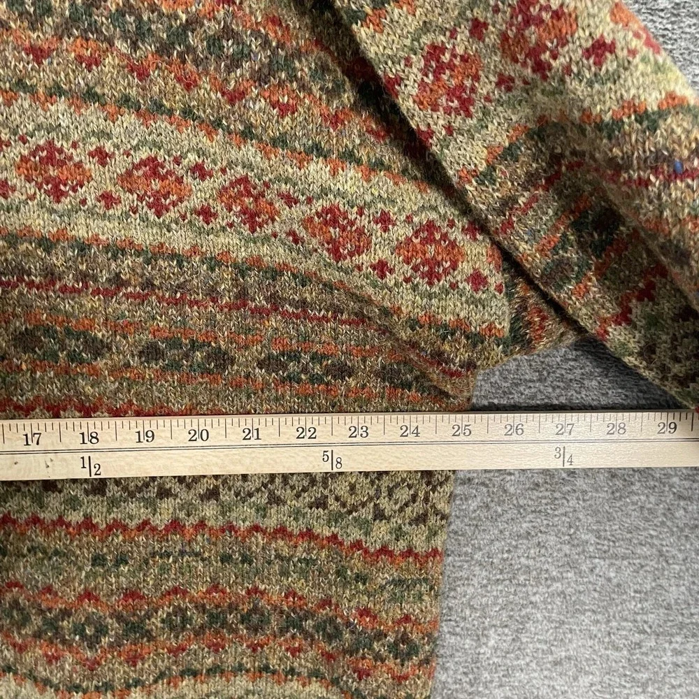 L.L.Bean Sweater Mens LT Wool Fair Isle Crewneck Knit Vintage Made in Scotland